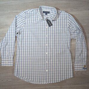 Mizzen+Main Leeward Classic Fit Dress Shirt Mens Large White Checker NWT PGA
